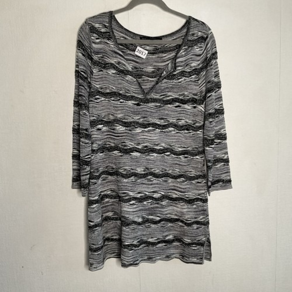 White House Black Market Metallic Crochet V-Neck Tunic Blouse Women L China